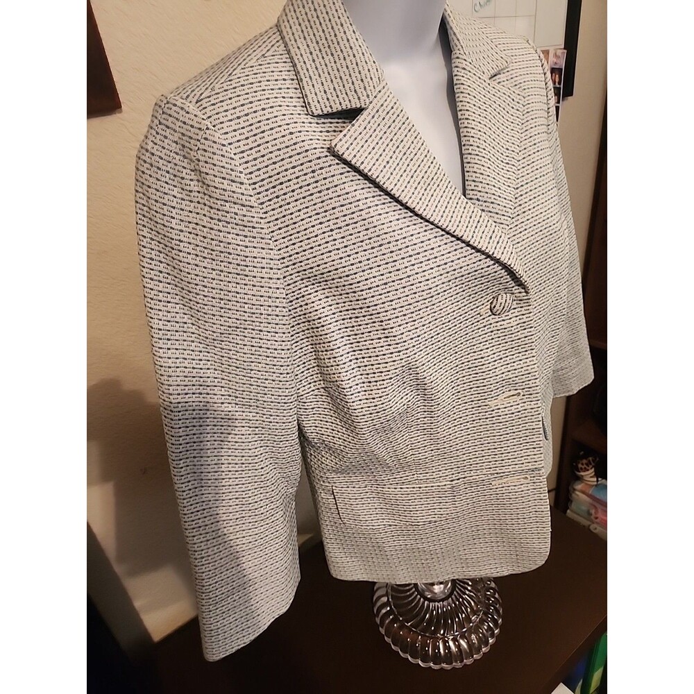 Old Navy Women's Baby Blue Striped Jacket Size M Medium Blazer Spring - Picture 2 of 6